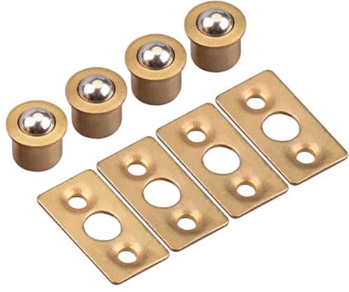 8mm Dia Closet Door Ball Catch, 4Pcs Brass Roller Ball Door Latches Internal Door Catcher Hardware with Strike Plate