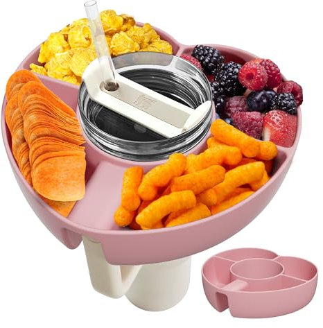 AWINNER Compatible for Stanley Cup 40 oz Snack Bowl with Handle, Reusable Silicone Accessories (Pink, 40 oz)