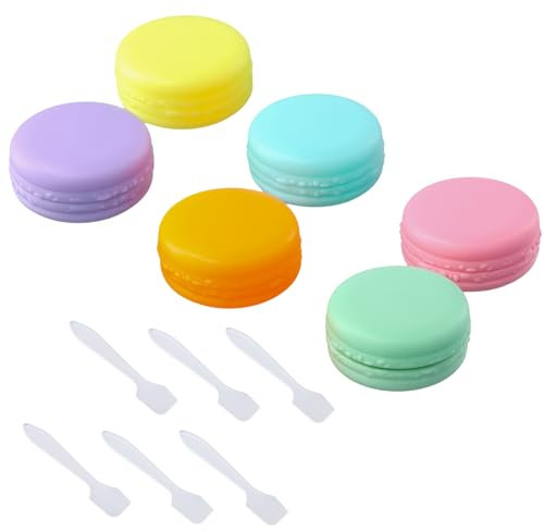 Lot de 6 Contenant Voyage Cosmetique Vide 10 ml, Contenant Maquillage Vide Petite, Pots D'échantillons Cosmétiques avec 6 Spatule, Macarons Pot Creme pour Crèmes, Lotions, Baume à Lèvres