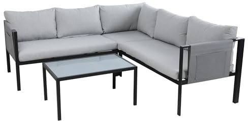 Dynamic24 Garten Sitzgruppe Gartenlounge Couch Sofa Tisch Gartenmöbel Essgruppe