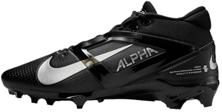 Nike Alpha Menace 4 Pro Crampons de football (FD7037-002, noir/argent métallique), Noir/argenté métallique, 43 EU