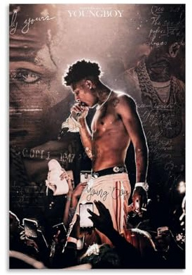 LKKHPEP Youngboy Posteralbum, Vintage-Poster, Leinwand, Wandkunst, dekoratives Wohndekor, Gemälde für Wohnzimmer, Schlafzimmer, 30 x 45 cm, ungerahmter Stil