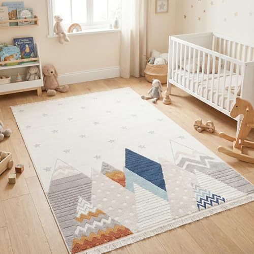 RUGURA Teppich Kinderzimmer Junge Mädchen Kinderteppich Spielteppich Kurzflor 170x120cm Bergen