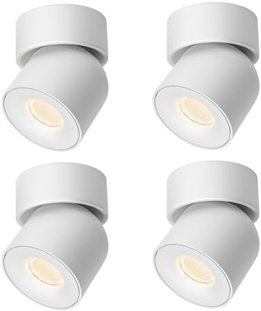Aisilan 4er Weiß Deckenstrahler LED Dimmbar, 9W 360° Schwenkbar Deckenlampe Spots Modern Warmweiß Drehbar Deckenleuchte Strahler für Schlafzimmer Wohnzimmer