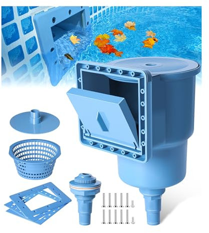 KlrSwp Durchgangswand-Skimmer für oberirdische Pools, robustes Wandhalterungs-Pool-Skimmer-Set, universell passend für alle gängigen Pool-Wandöffnungen, in Wandpool-Oberflächenskimmer für Bodenpools,