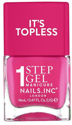 Nails Inc It's Topless Gel-Like Nail Polish, 4-in-1 Base Coat, Treatment, Colour & Top Coat, Long Lasting, Strong, Chip Free Nails, Glossy Salon Quality Manicure, Air Dry Nail Polish, Olivia, 14 ML