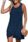 CUPSHE Women's Swimsuit Coverup Sleeveless Waffle Knit Swimwear Beach Cover Ups Twisted Mini Dress Navy M