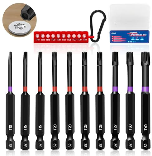 KASAFE Lot de 10 embouts de tournevis Torx de 50 mm, embouts magnétiques de sécurité avec T10 T15 T20 T25 T27 T30 T40
