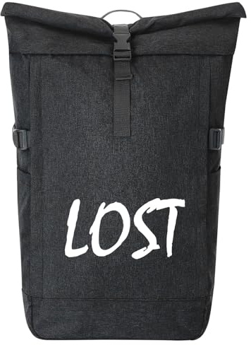 Huuraa Kurierrucksack Lost Jugendwort 30-44 Liter Black Melange Fairtrade Rolltop Rucksack Geschenkidee
