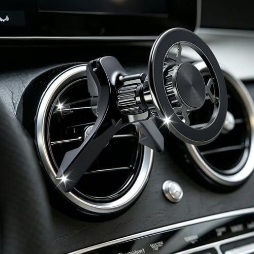 SPTSSWET Support Telephone Voiture pour Mercedes-Benz Classe A/B/C/E/V/GLC | pour Ventilation Ronds,360°Drehbar,Starker Magnet, für iPhone 17/16/15