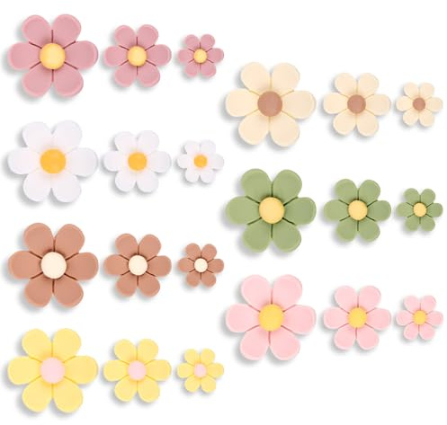 21stk 3D Kühlschrankmagnete Blumen, Niedlich Gänseblümchen Kühlschrankmagnete 7 Farben & 3 Größen Stark Magnetisch Blumendekorationen für Küche Whiteboard & Schließfach Dekoration