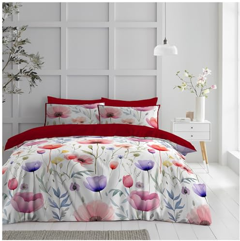 GC GAVENO CAVAILIA Botanical Leaves Pattern King Size Duvet Cover Set with Matching Pillowcases - Easy Care Reversible Floral Comforter Bedding Set - Soft Breathable Polyester Long-Lasting Bed Linen