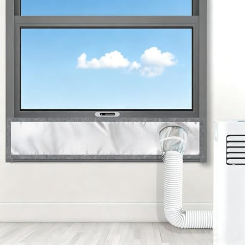 Aozzy 100CM Fensterabdichtung Klimaanlage für Mobile Klimageräte, silberbeschichtet, 100% lichtundurchlässig, leichter Oxford-Stoff, wasserdicht, luftdicht, stoppt Heißluft, einfache Montage