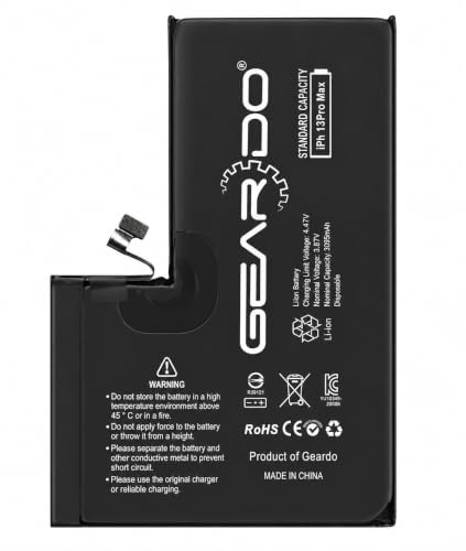 Geardo Replacement Battery Compatible With iPhone 13 Pro Max 4352 mAh DIAGNOSTIC 100% Health + No Warning Message/Pop-Up