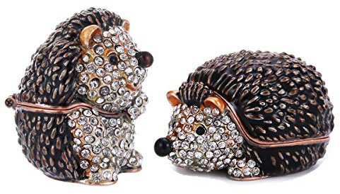 Handbemaltes Igel-Schmuckkästchen, aufklappbare emaillierte Schmuckschatulle, einzigartiger Schmuck-Organizer für Ringe, Ohrringe, Schmuck-Organizer, Vintage-Schmuckaufbewahrung, Figur, Sammlerstück,