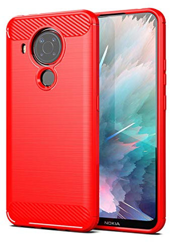 SCL Nokia 5.4 Hülle Für Nokia 5.4 Hülle, Handyhülle Exquisite Serie-Carbon Design Schutzhülle mit Anti-Kratzer und Anti-Stoß Absorbtion Technologie für Nokia 5.4 [Rot]
