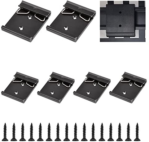 UFURMATE Lot de 6 clips de fixation pour rail DIN - 35 mm de large - En alliage d'aluminium - Avec vis de montage (noir)