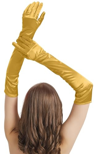 sodknow Lange Satin-Handschuhe, Kostüm für Damen, Ellenbogenlänge, 53,3 cm, lange Handschuhe, Oper, Halloween, Cosplay, 1920er Party, Tanzkleid, formell