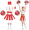 Cheerleader Kostüm Kinder,Cheerleading Kleid Cheer Uniformen mit Pompons,Socken,Pfeift und Haarzubehör,Cheerleader-Kostüm für Mädchen,Kinder Cheer Outfit Mädchen Karneval Kostüm für 8-16 Jahre