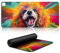 XL Large Mousepad for Desk Colorful psychedelic drawing of cute dog Gaming Mouse Pad/Mat XL(80x33) cm Large Mousepad for Macbook with 3 Heating Levels