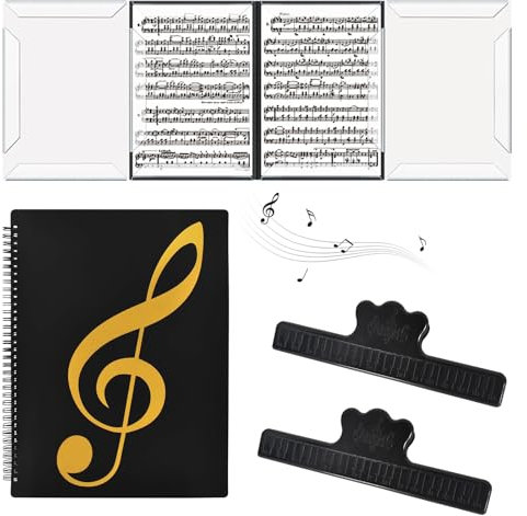 Music Sheet Folder 40 Pages A4 Music File Folder, Music Folders for Choirs, Music Sheet Folder Song File Clef Paper Storage Documents Holder Bag, Sheet Music Folder Spiral, Music File Folder 4-Sided