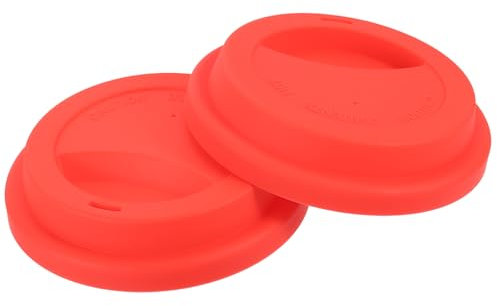 sourcing map 2Pcs 3.31-3.38 Silicone Cup Lids, Drinking Lid Reusable Sealed Mug Lid for Ceramic or Glass Coffee Mug Spill-Proof, Durable Coffee Cup Covers, Red