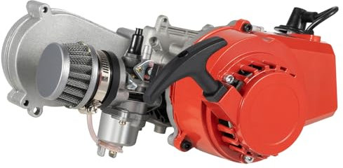 49CC 2-Takt Motor mit Getriebe Vergaser Dirt Bike Pocketbike Aluminum Mini Atv Quad Cross Elektronische Zündung 3ps Pocket Bike Motor Engine Motor Kit mit Vergaser und Luftkühlung Motor Dirtbike