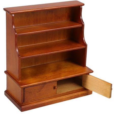 ibasenice Miniatur-bücherregal Für Puppenhaus Jungen Und Mädchen Bücherregal Miniaturmöbel Vitrine Natürliches Bücherregal Aus Holz