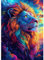 DAERLE Diamond Painting Erwachsene, Löwe mit bunter Mähne, Diamant Painting Bilder Bunter Kosmos Löwe, 5D Diamond Painting Set für Anfänger, DIY Mosaikherstellung Bastelset für Haus Wanddeko 30x40cm