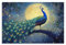EMYXPAQM Leinwand Bilder Malerei Poster Pfau unter Mondlicht Wand Deko Für Wohnzimmer Schlafzimmer 16x24inch(40x60cm)