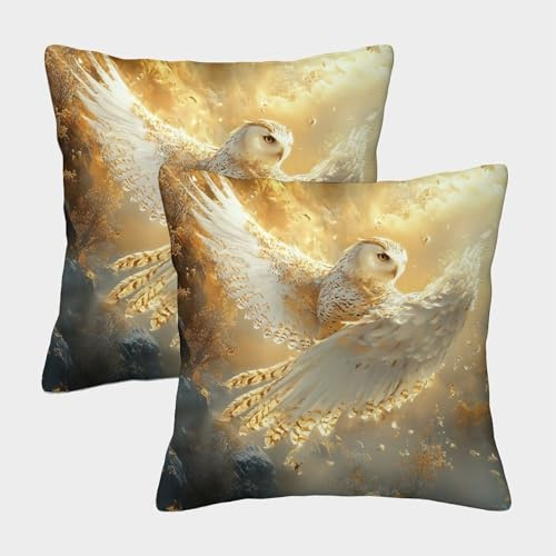 GXYUAOIEF Eule Kissenbezug 2er Set Himmel Kissen Bezug Zierkissen Für Sofa Schlafzimmer Balkon Mit Verstecktem Reißverschluss Zierkissen Deko 45x45cm