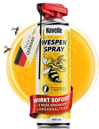 Navelle Wespenspray – Effektive Wespenabwehr & Nestbau-Stopp – Profi 2-Wege Sprühkopf für Präzision & Reichweite – 400ml Insektenspray gegen Wespen & Spinnen – Ideal für Terrasse, Balkon & Garten