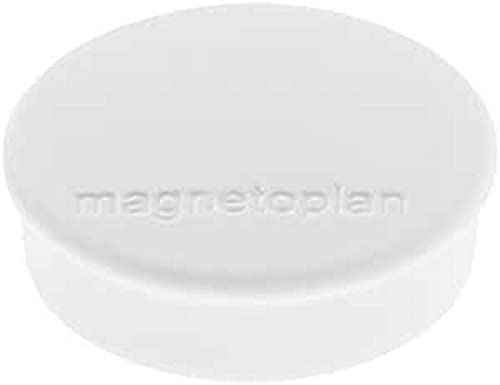 magnetoplan Premium Magnete Discofix hobby | 10 Stück, weiß | Magnete für Magnettafeln und Whiteboards | Haftkraft: 0,3 kg | ØxH 24x8mm | Kratzfreie Spezialbeschichtung | Leicht abnehmbar