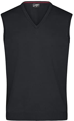 James & Nicholson Herren V-Pullunder - Klassisch geschnittener Pullunder aus hochwertiger Baumwolle | Farbe: black | Grösse: XXL