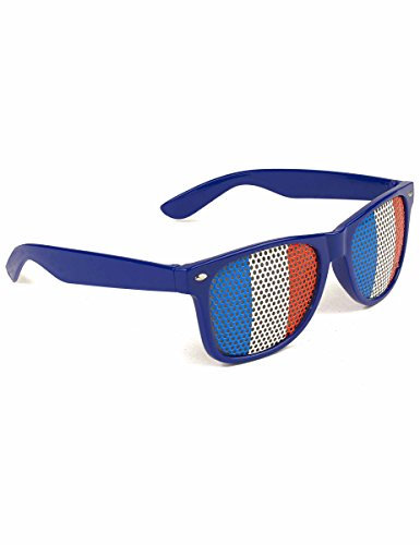 Boland 62028 - Partybrille Frankreich, 1 Stück, Einheitsgröße, schwarzes Gestell aus Kunststoff, Gläser mit Löchern in Blau-Weiß-Rot, französische Nationalfarben, Flagge, Fußball, Fan, Puplic Viewing