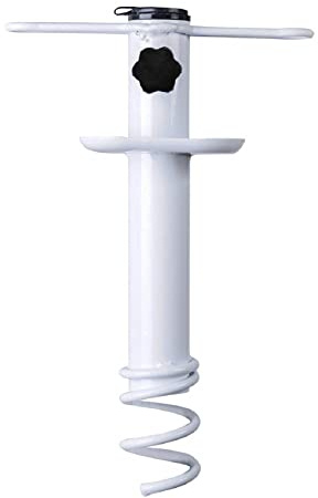 AMMSUN Beach Umbrella Sand Anchor Metal Heavy Duty Outdoor Umbrellas Base Ground Screw Auger with Carry Bag Universal & One Size Fits All for Sun Protection, Shade, High Winds White
