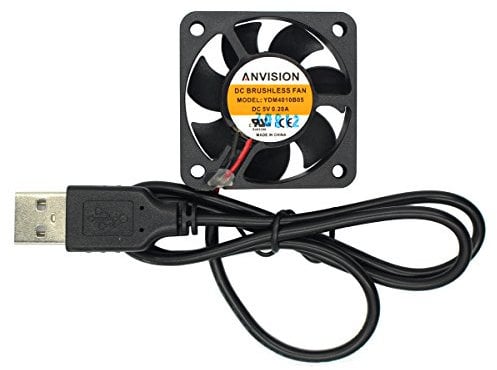 ANVISION 40mm by 10mm 4010 Dual Ball Bearing DC 5V USB Brushless Cooling Fan, YDM4010B05
