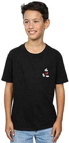Disney Boys Mickey Mouse Kickin Retro Chest T-Shirt Black 7-8 Years