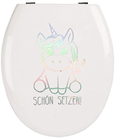 EinhornLiebe WC-Deckel Aufkleber lustiger Einhorn Sticker für Klo-Deckel Wandsticker Bad 25cm x 8cm (SCHÖN SETZEN)