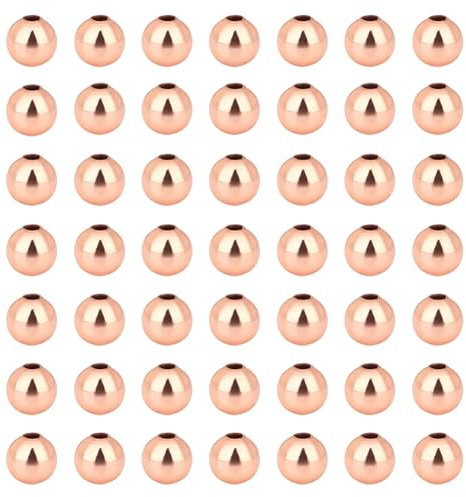 PandaHall 150 Stücke Messing Kupfer Abstandshalter Kugelperlen 5mm Roségold Abstandsperlen Messing Lose Perlen Metall Abstandshalter Glatte Perlen für Armband Halskette Schmuck DIY Handwerk