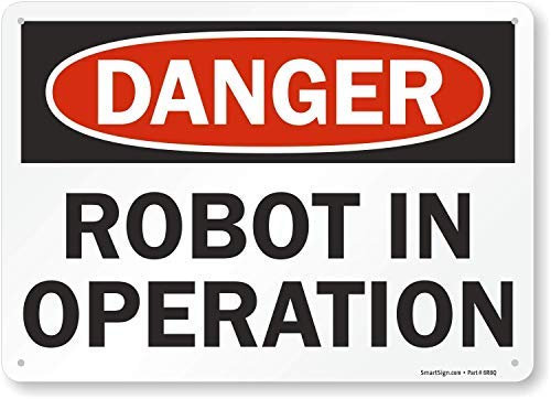 Vivityobert Warnschild mit englischer Aufschrift Danger: Robot in Operation, Aluminium, lustiges Warnschild für Hausgefährdung, Sicherheitsschild für Privatstraßen, 300 mm x 200 mm