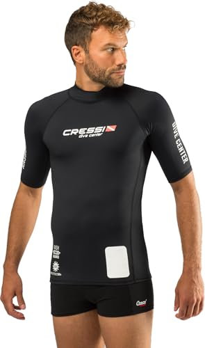 Cressi Men's Man Black Dive Center Men s Rash Guard UV Sun Protection UPF 50 Short Sleeve, Black, XXXL 7 58 UK