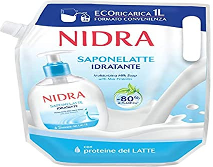 NIDRA | Eco-Nachfüllpack Feuchtigkeitsspendende Milchseife, mit Milcheiweiß, Sparformat, dermatologisch getestet, Made in Italy, 1000 ml