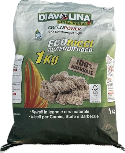 DIAVOLINA Feueranzünder Eco-Ricci 100% pflanzlich GreenPower Kamini Ofen 1 kg