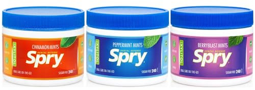 Spry Xylitol Breath Mints Sugar Free, Variety, 240 Count - Pack of 3 | Natural, Non-GMO, Gluten-Free for Cavities, Bad Breath Freshening, Dry Mouth, Promote Oral Health, Increase Saliva Production