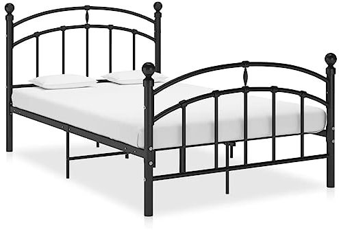 vidaXL Bettgestell Bett Metallbett Schlafzimmerbett Doppelbett Bettrahmen Ehebett Lattenrost Schlafzimmermöbel Schwarz Metall 120x200cm