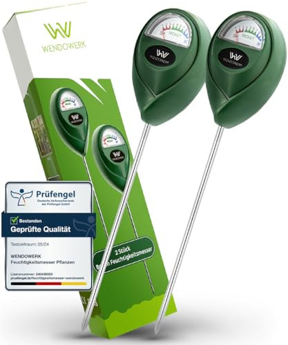 WENDOWERK® [2 Stück] Boden Feuchtigkeitsmesser für Pflanzen - [Grün/Grün] - Ohne Batterien - Verbessertes Feuchtigkeitsmessgerät Pflanzen [2025] – Premium Bodentester