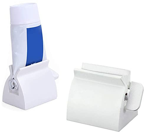 Easy Squeeze Toothpaste Holder Roller, Toothpaste Tube Squeezer,Toothpaste Seat Holder Stand Rotate Toothpaste Dispenser,Hair Color Dye/Cosmetic/Oil Paint Squeezer,for Bathroom (White)