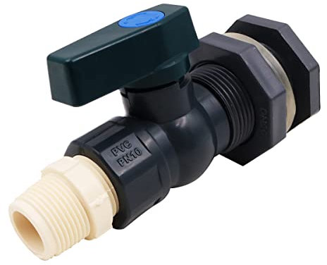 WANGCL 3/4 Zoll PVC Zapfhahn Regenbarre Wasserhahn Kit Regentonne Ventil mit Schottanschluss Adapter für Wassertanks Aquarien Wannen Pools