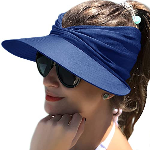 Baynetin Visera Mujer, Anti UV Gorra, Plegable Sombrero De Playa, Deportiva Protección UV, Duplica Protección de Piel, Sombrero de Sol para Juego, Deportivas para Exteriores (Azul)